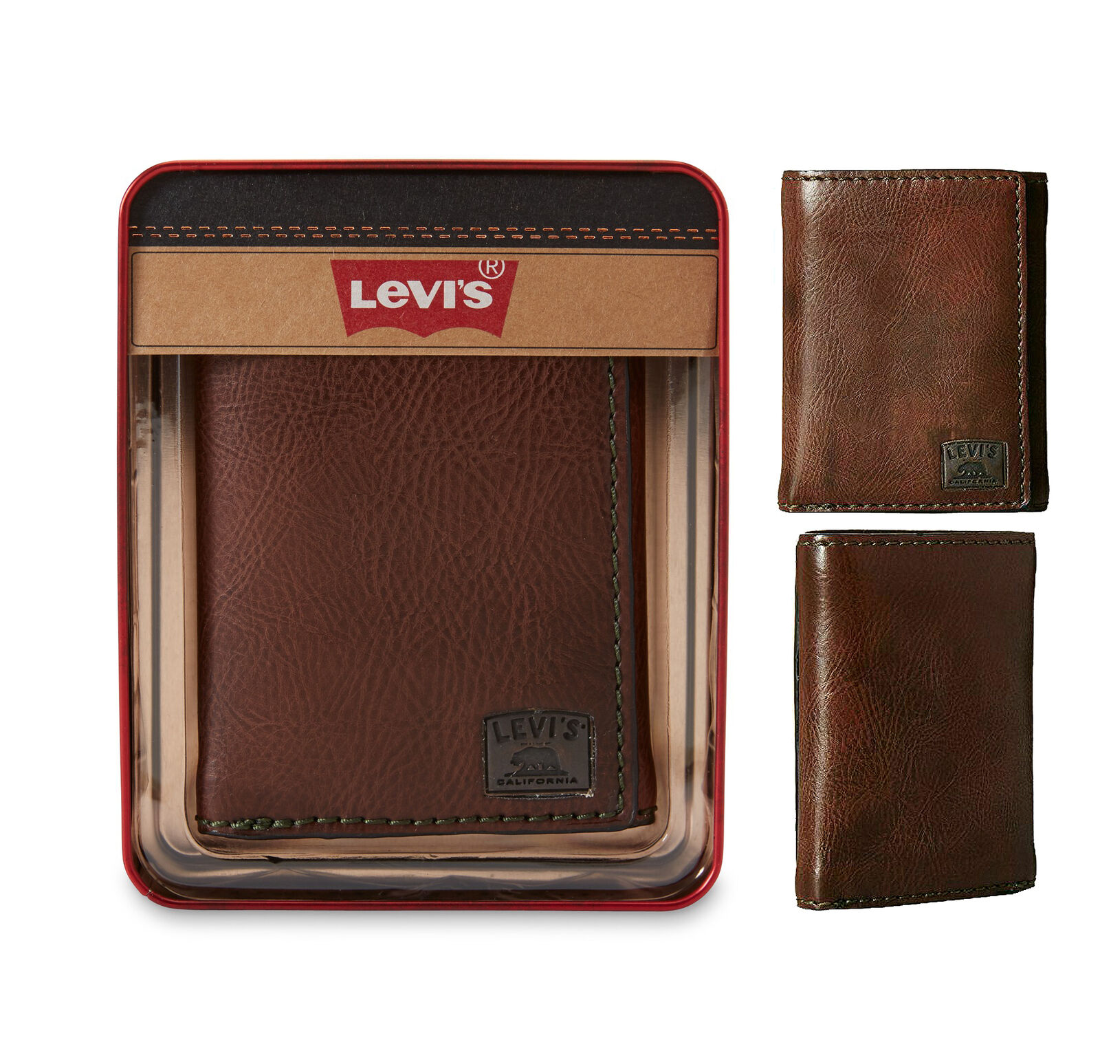 Levi's Men's Leather Sleek and Slim Trifold Wallet Brown 17149702863 eBay